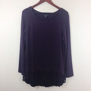 Karen Kane Lace Overlay Purple Knit Top Tunic